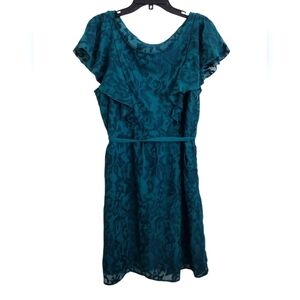 Moulinette Soeurs Green Mini Dress With Pockets And Ruffle Details Size 14